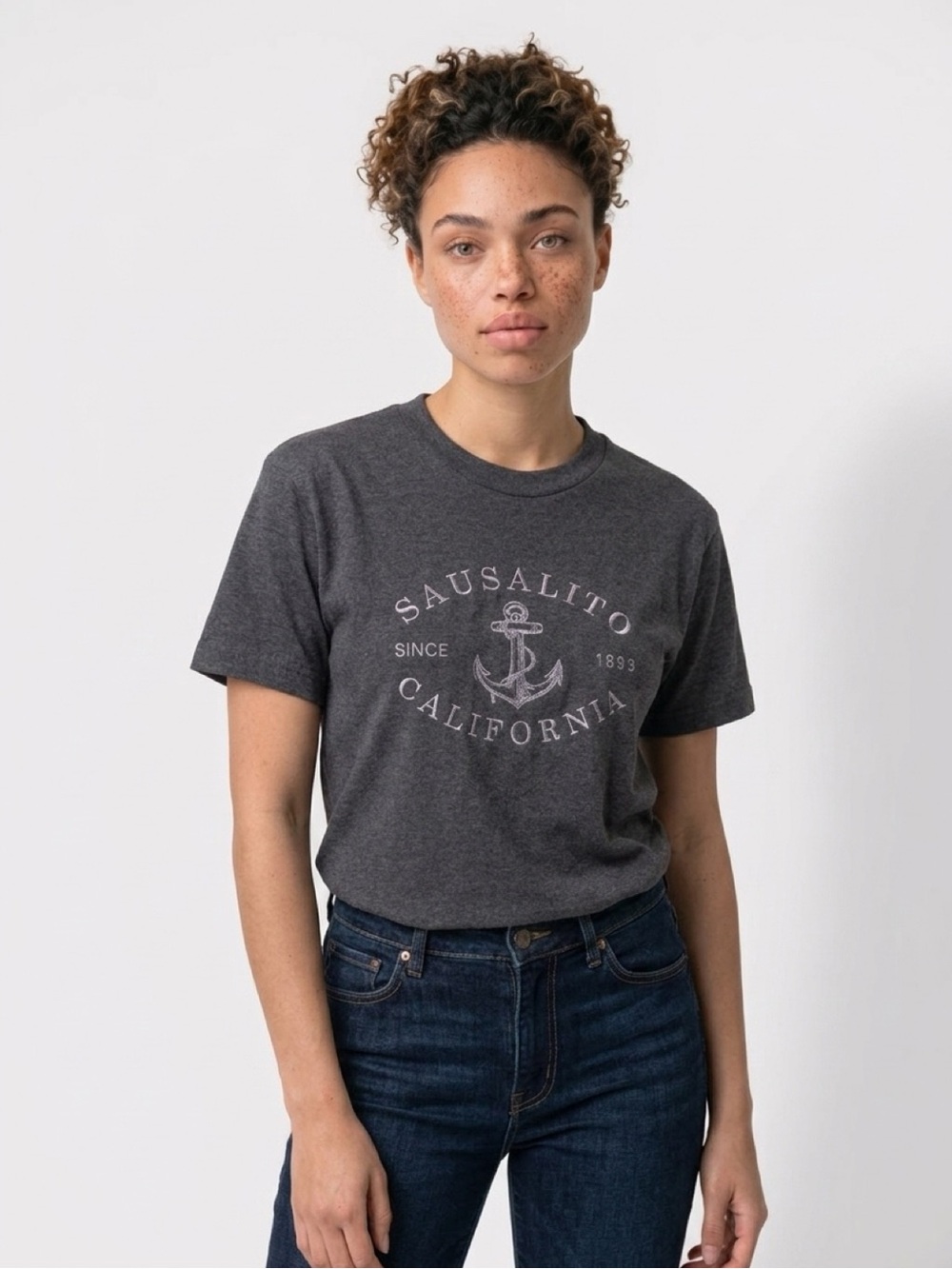 Alstyle Charcoal Graphic Tee with Anchor Print